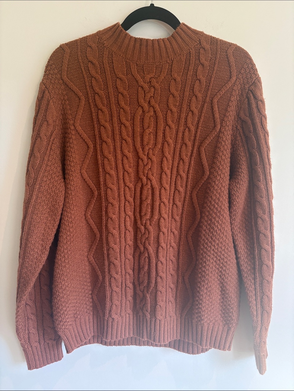 ASOS Cable-Knit Crewneck Sweater in Rust